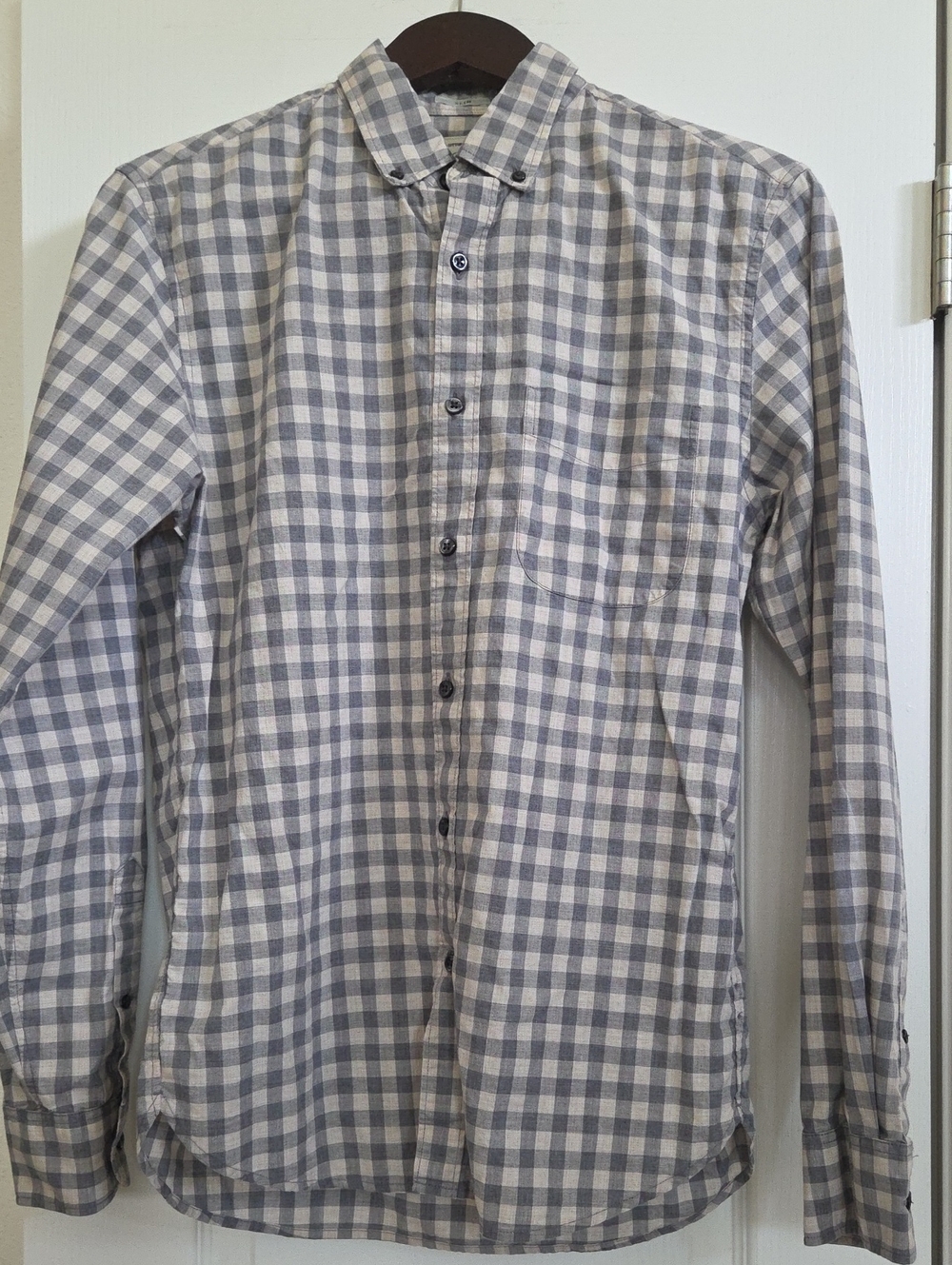 J. Crew Gray and White Gingham Button-Down Shirt!